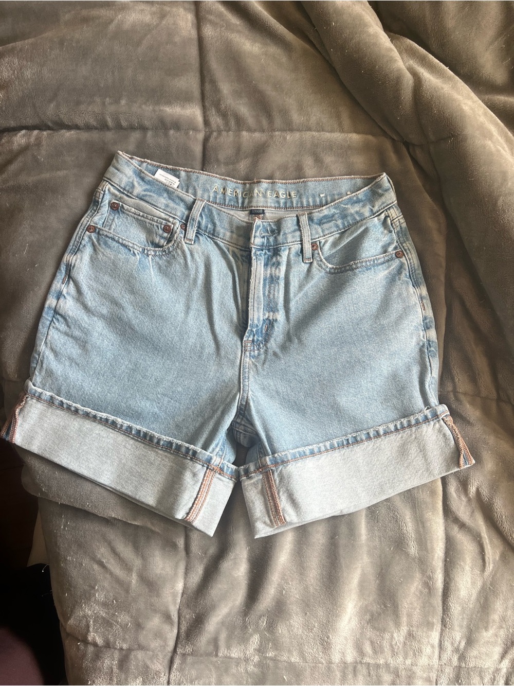 American Eagle Outfitters Light Blue Denim Cuffed Shorts